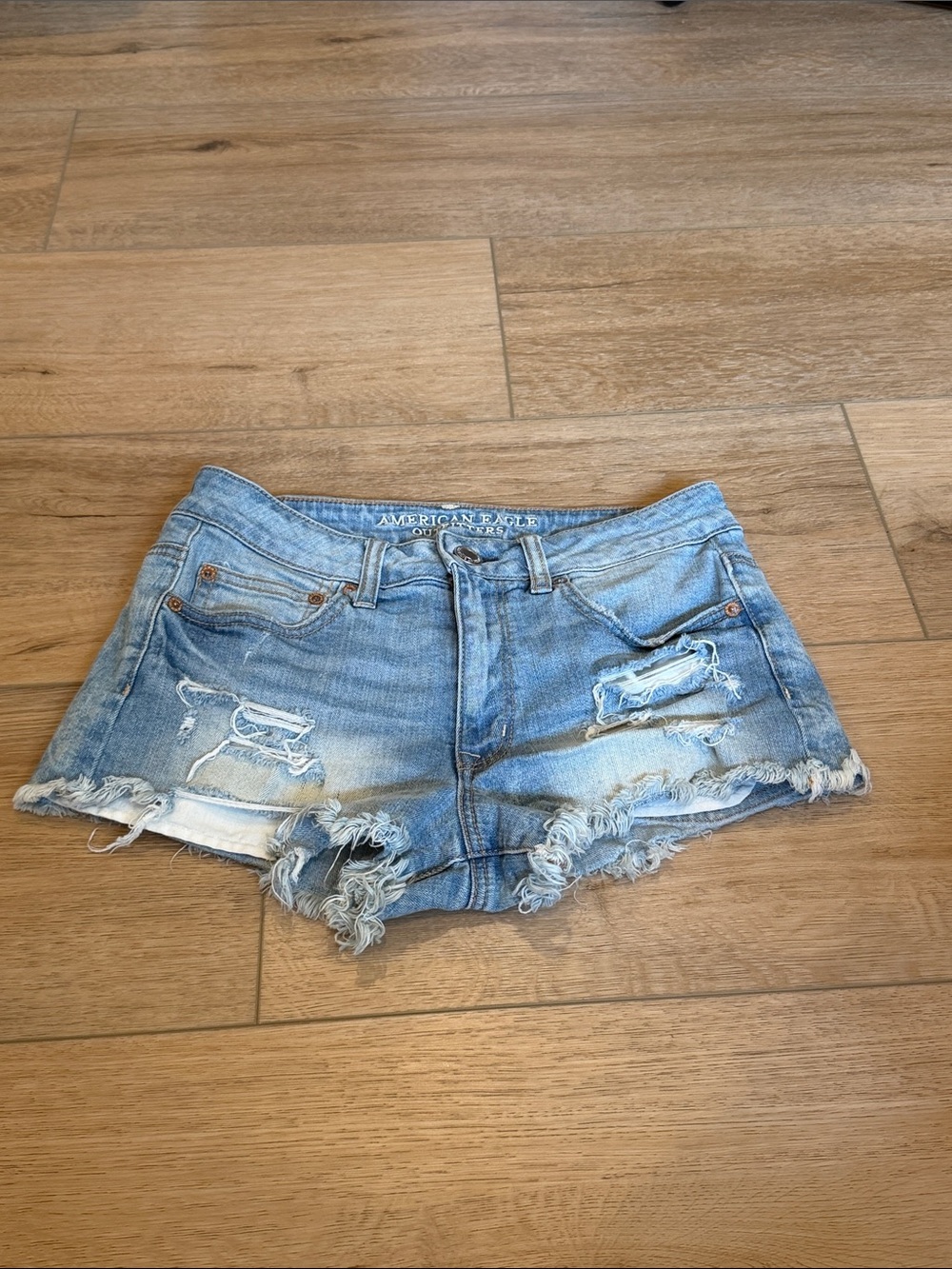 American Eagle Outfitters Light Blue Distressed Denim Cutoff Shorts